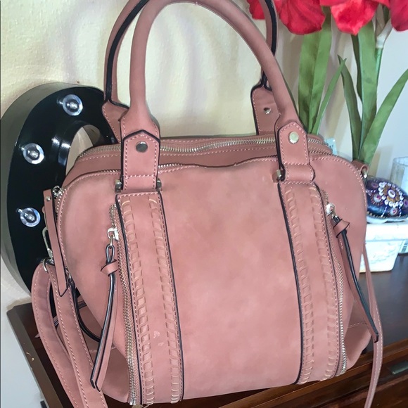 Free People Handbags - Free People rose colored purse 3 zipper top pocket